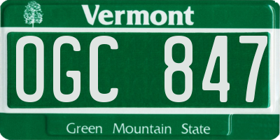VT license plate OGC847