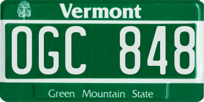 VT license plate OGC848