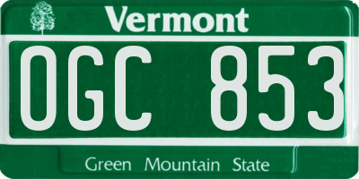 VT license plate OGC853