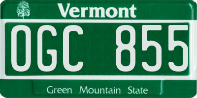 VT license plate OGC855