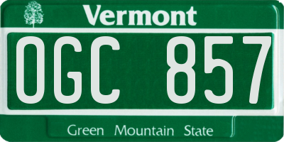 VT license plate OGC857