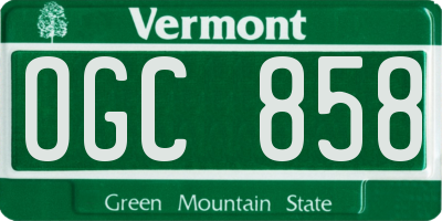 VT license plate OGC858