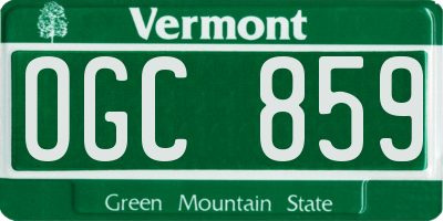 VT license plate OGC859