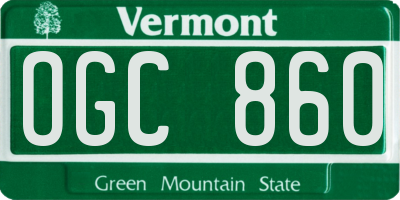VT license plate OGC860
