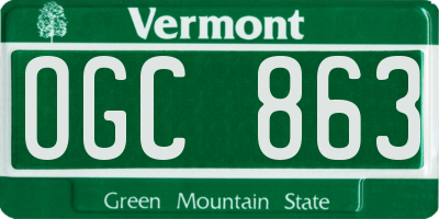 VT license plate OGC863