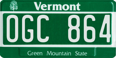 VT license plate OGC864