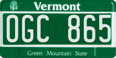 VT license plate OGC865