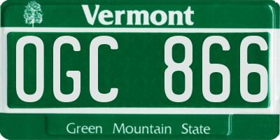 VT license plate OGC866