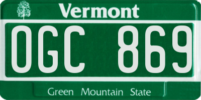 VT license plate OGC869