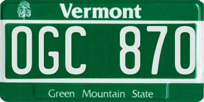 VT license plate OGC870
