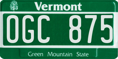VT license plate OGC875