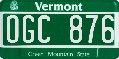 VT license plate OGC876
