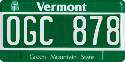 VT license plate OGC878