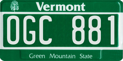 VT license plate OGC881