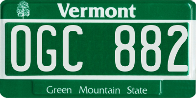 VT license plate OGC882