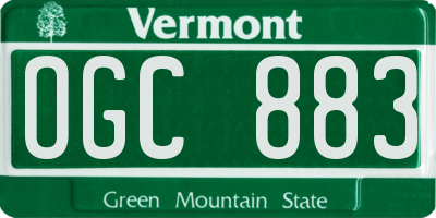 VT license plate OGC883