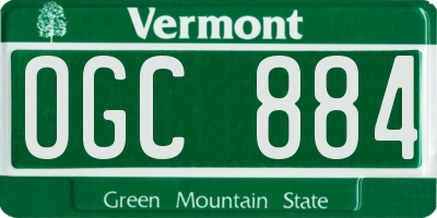 VT license plate OGC884