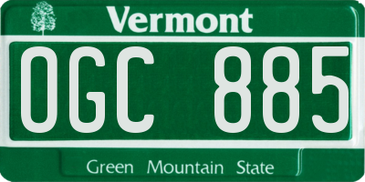 VT license plate OGC885