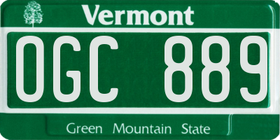 VT license plate OGC889