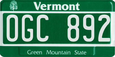 VT license plate OGC892