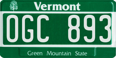 VT license plate OGC893