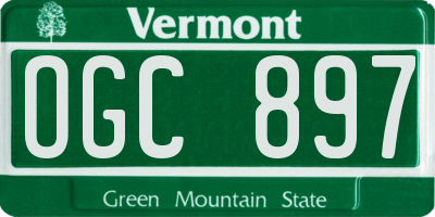 VT license plate OGC897