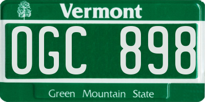VT license plate OGC898
