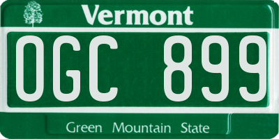 VT license plate OGC899