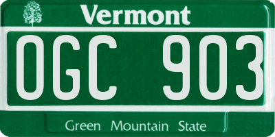 VT license plate OGC903