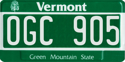 VT license plate OGC905