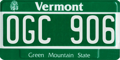 VT license plate OGC906