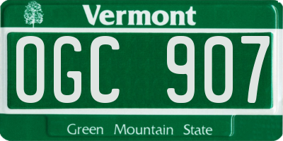 VT license plate OGC907