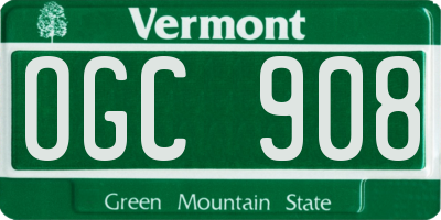 VT license plate OGC908