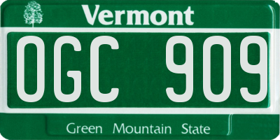 VT license plate OGC909