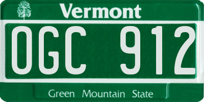 VT license plate OGC912