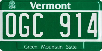 VT license plate OGC914
