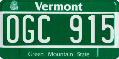 VT license plate OGC915