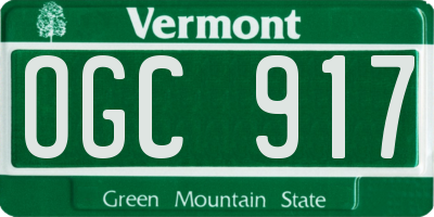 VT license plate OGC917