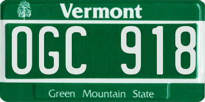 VT license plate OGC918