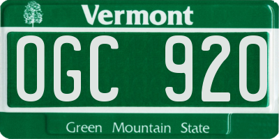 VT license plate OGC920
