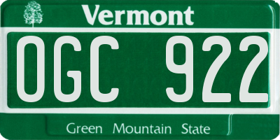 VT license plate OGC922