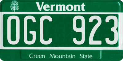 VT license plate OGC923