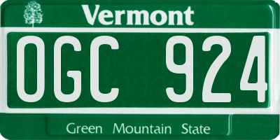 VT license plate OGC924