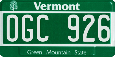VT license plate OGC926