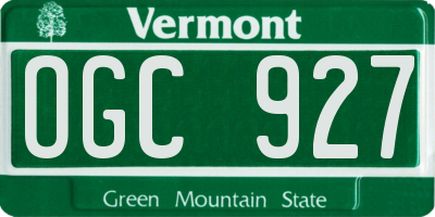 VT license plate OGC927