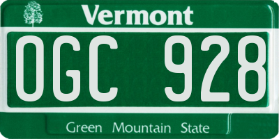 VT license plate OGC928