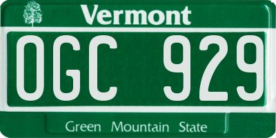 VT license plate OGC929
