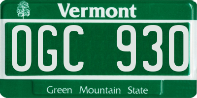 VT license plate OGC930
