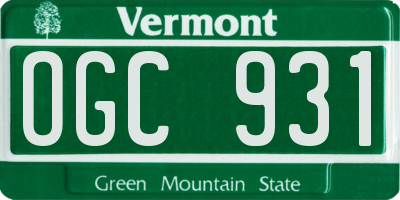 VT license plate OGC931