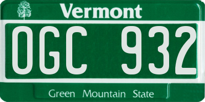 VT license plate OGC932